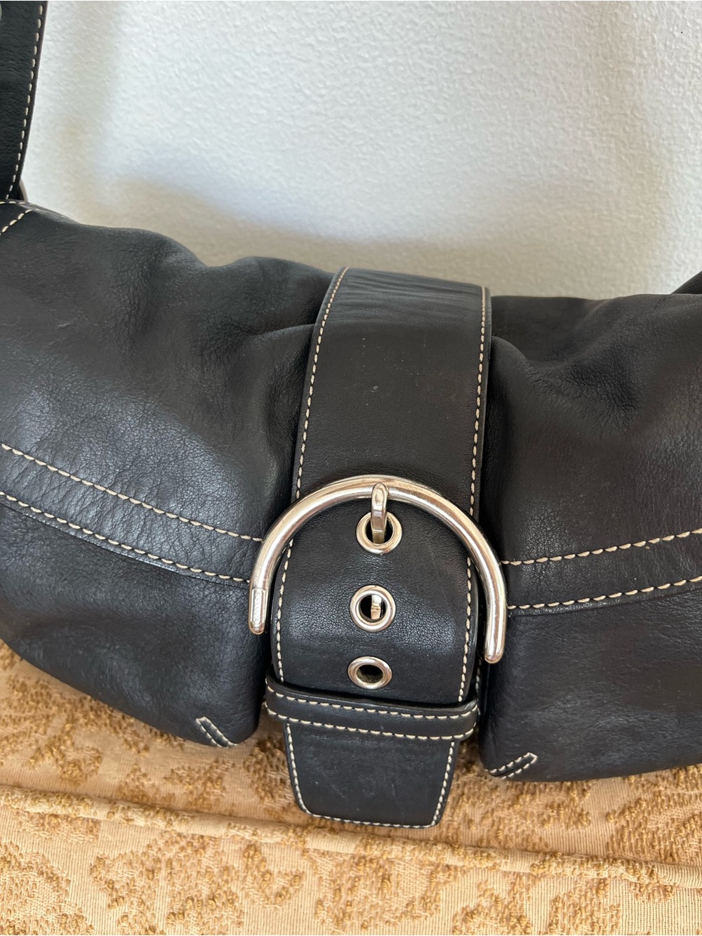 Coach Vintage Y2K Soho Shoulder Bag, 3653 Black Leather Hobo Buckle - Picture 6 of 12